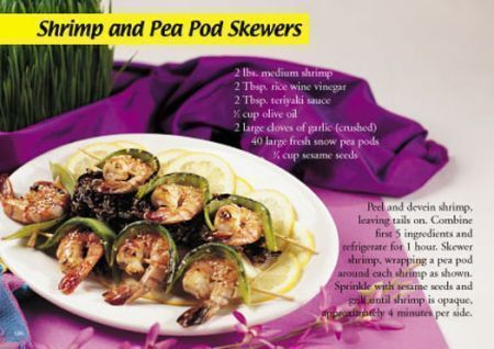 ReaMark Products: August: Shrimp and Pea Pod Skewers