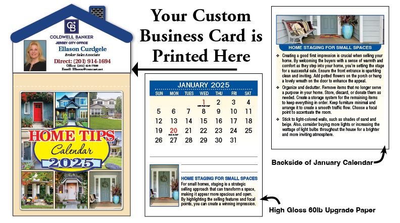 ReaMark Products: Option 3: <br>Home Tips Magna-Cal House Shape <br>Classic Cover Magnet Calendar