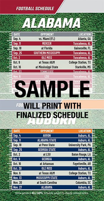 ReaMark Products: Alabama & Auburn College Football Schedules