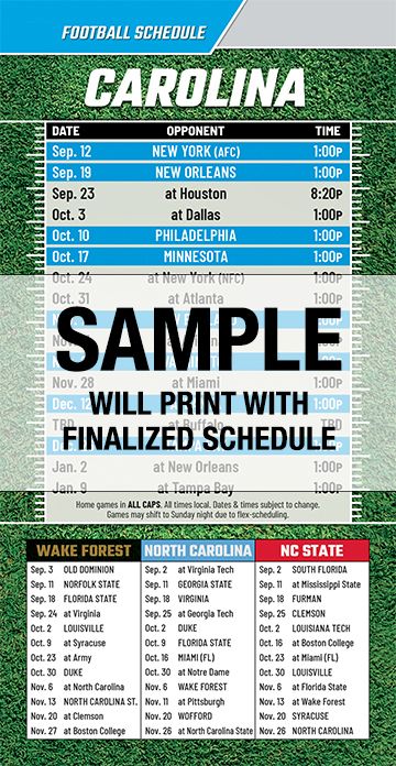 ReaMark Products: Carolina North Football Schedules