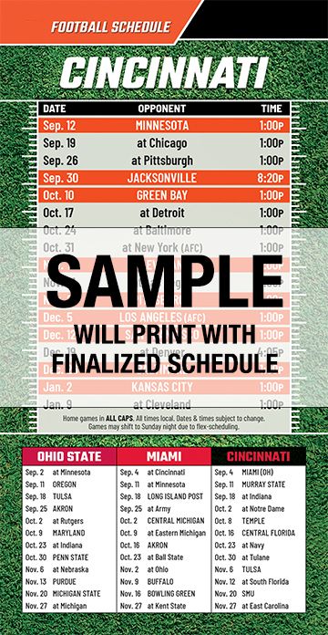 ReaMark Products: Cincinnati Football Schedules