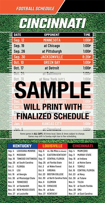ReaMark Products: Cincinnati Football Schedules