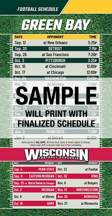 ReaMark Products: Green Bay Football Schedules