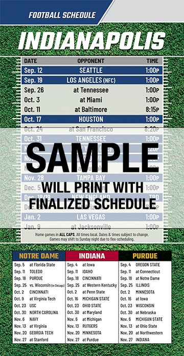ReaMark Products: Indianapolis Football Schedules