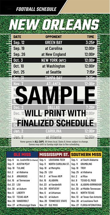 ReaMark Products: New Orleans Football Schedules