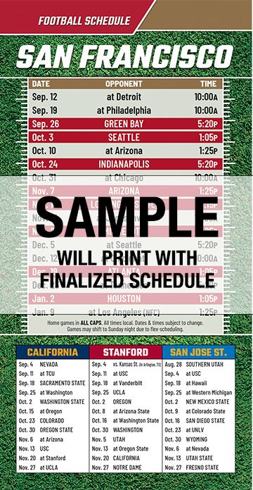 ReaMark Products: San Francisco Football Schedules