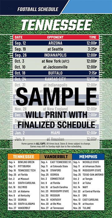 ReaMark Products: Tennessee Football Schedules