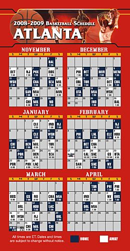 ReaMark Products: Atlanta Basketball Schedule