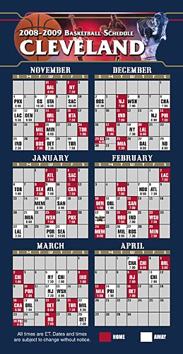 ReaMark Products: Cleveland Basketball Schedule
