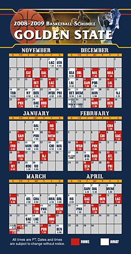 ReaMark Products: Golden State Basketball Schedule