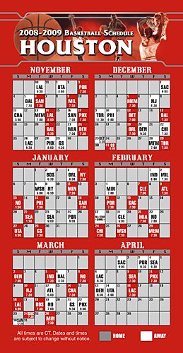 ReaMark Products: Houston Basketball Schedule
