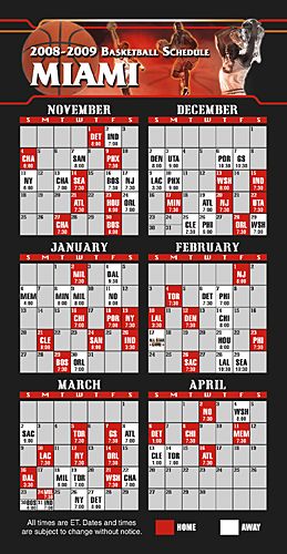 ReaMark Products: Miami Basketball Schedule