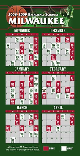 ReaMark Products: Milwaukee Basketball Schedule