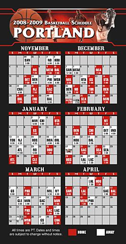 ReaMark Products: Portland Basketball Schedule