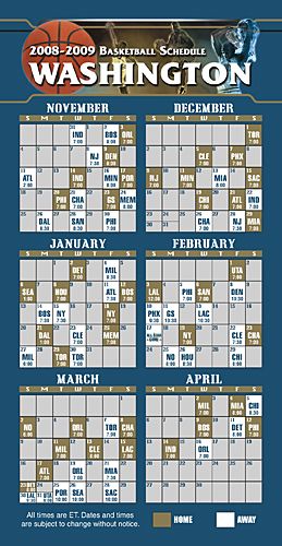 ReaMark Products: Washington-1 Basketball Schedule