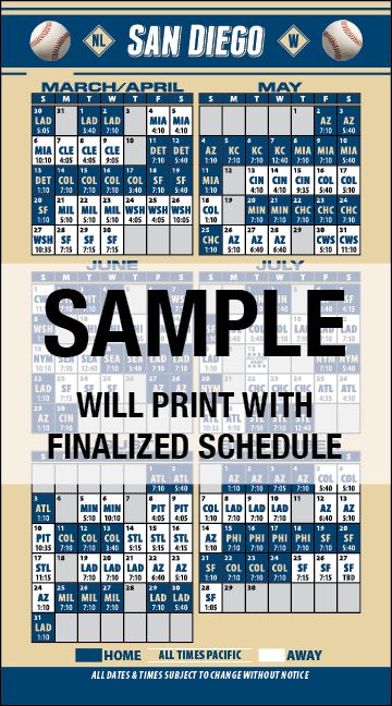 ReaMark Products: San Diego Baseball Schedule