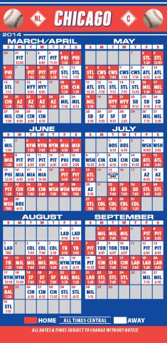 ReaMark Products: Chicago (NL) Baseball Schedule