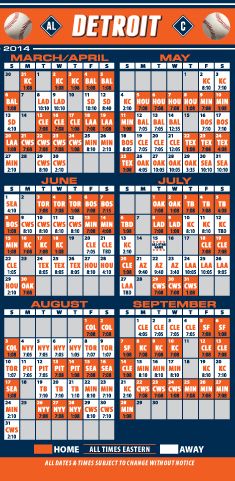ReaMark Products: Detroit Baseball Schedule