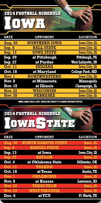 ReaMark Products: Iowa & Iowa State Football Schedules