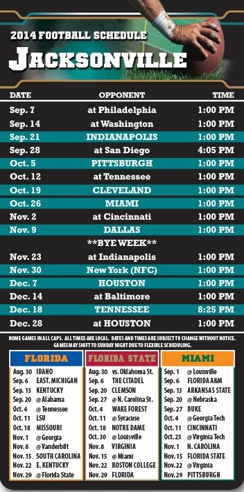 ReaMark Products: Jacksonville Football Schedules