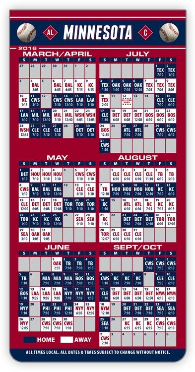 ReaMark Products: Minnesota Baseball Schedule