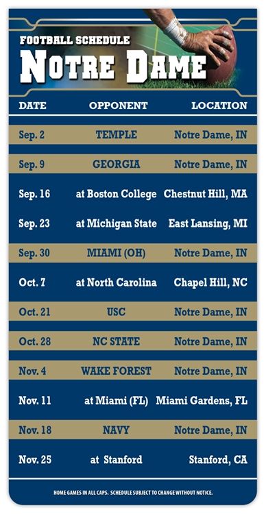 ReaMark Products: Notre Dame College Football Schedules