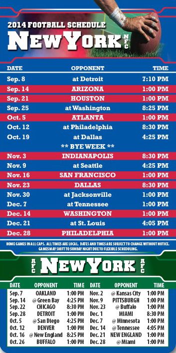 ReaMark Products: New York (NFC) Football Schedules