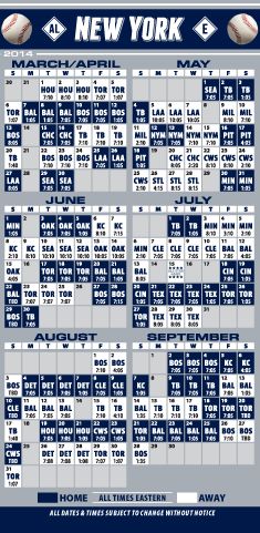 ReaMark Products: New York (AL) Baseball Schedule