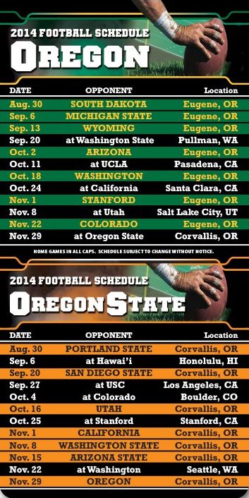 ReaMark Products: Oregon College Football Schedules