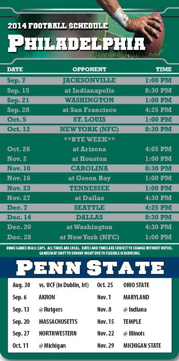 ReaMark Products: Philadelphia Football Schedules