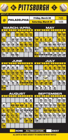 ReaMark Products: Pittsburgh Baseball Schedule