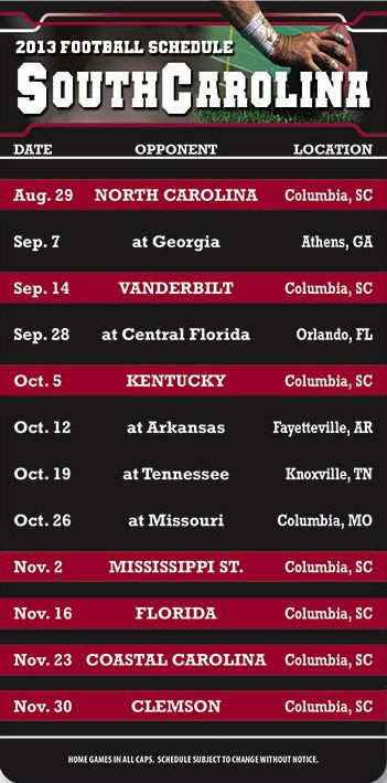 ReaMark Products: South Carolina College Football Schedules