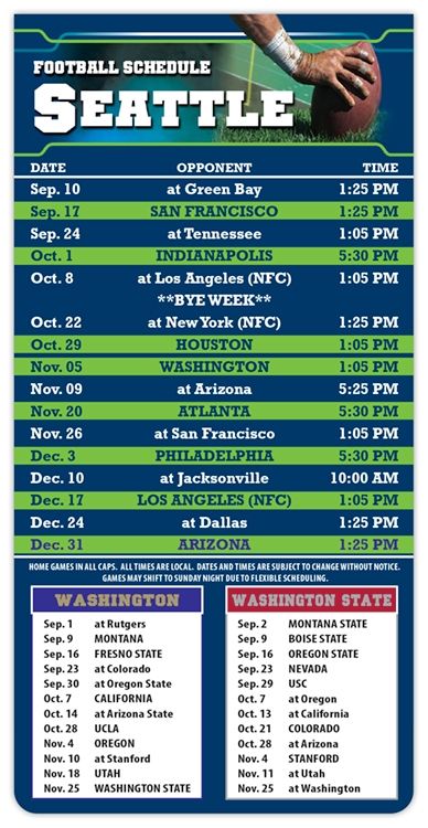 ReaMark Products: Seattle Football Schedules