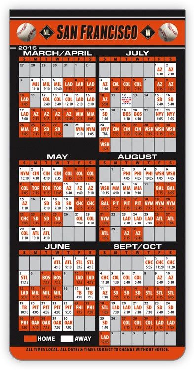 ReaMark Products: San Francisco Baseball Schedule