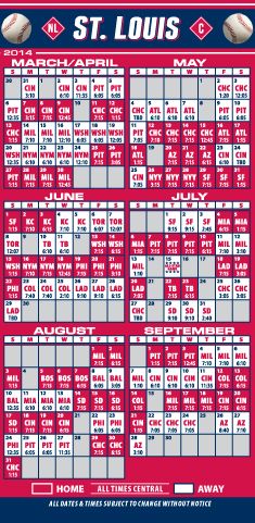 ReaMark Products: St. Louis Baseball Schedule