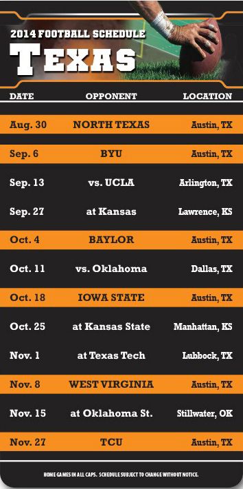 ReaMark Products: Texas University College Football Schedules