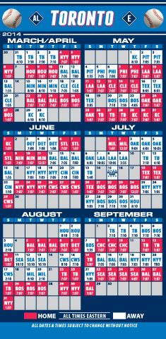 ReaMark Products: Toronto Baseball Schedule