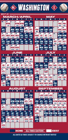 ReaMark Products: Washington D.C. Baseball Schedule