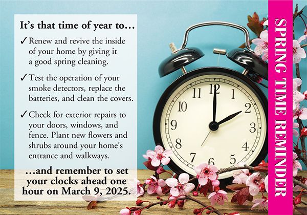 Spring Time Change Postcards: ST Reminder Clock