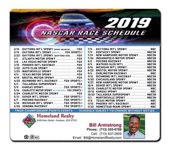 ReaMark Products: 3.5x4 Full Magnet NASCAR Schedule