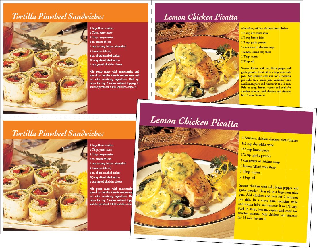 ReaMark Products: Recipes-Pinwheels & Chicken Picatta