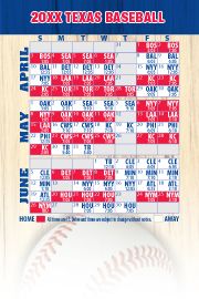 Baseball Schedules Laminated Wallet Card: Texas