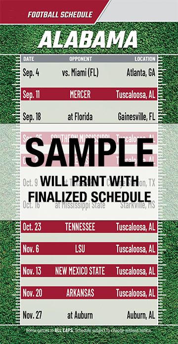 ReaMark Products: Alabama College Football Schedules