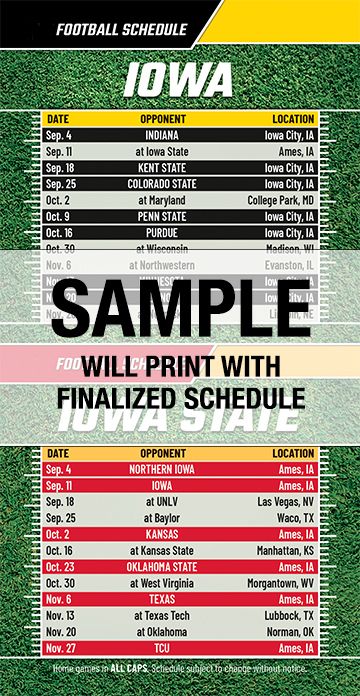 ReaMark Products: Iowa & Iowa State College Football Schedules