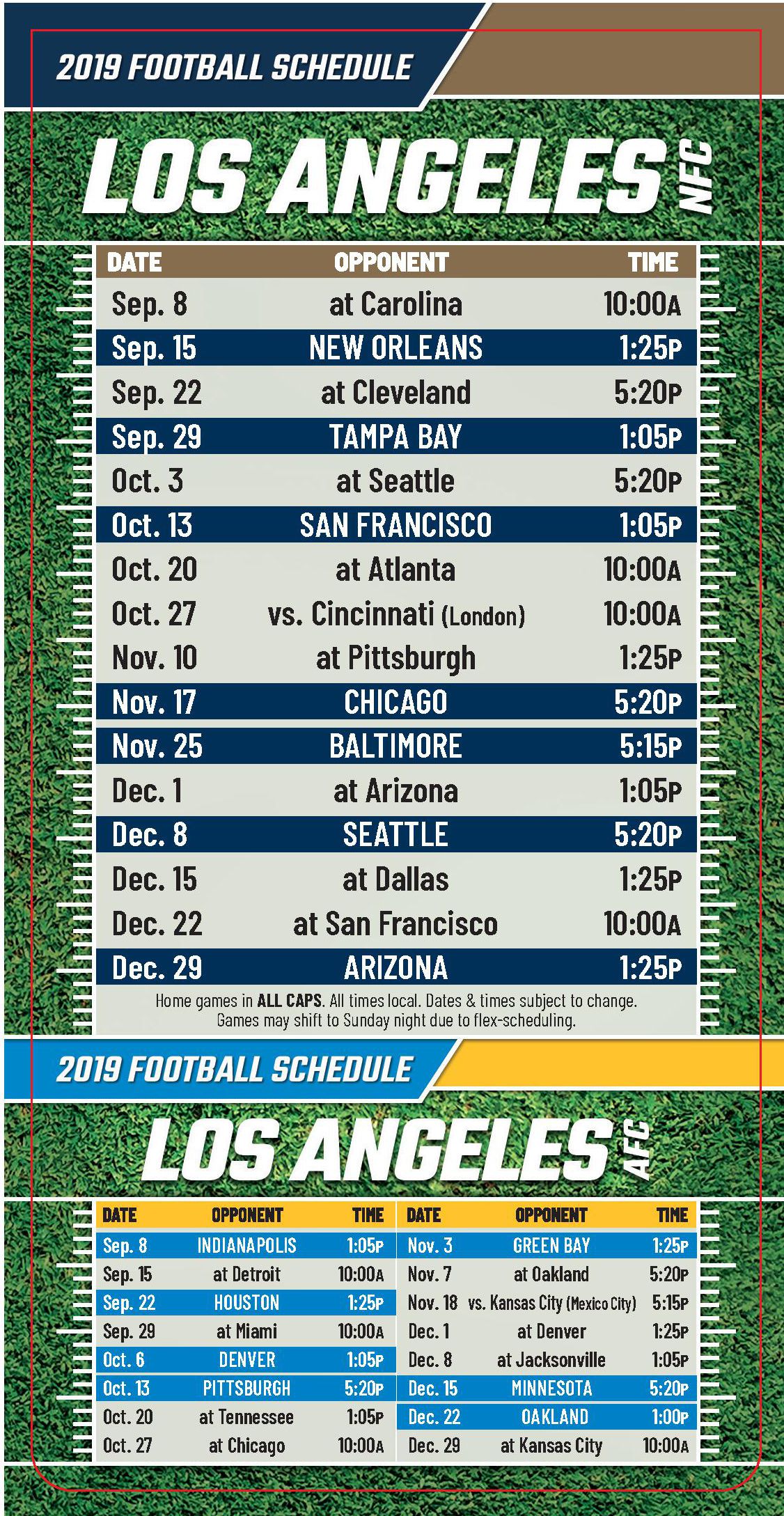 ReaMark Products: Los Angeles Football Schedules