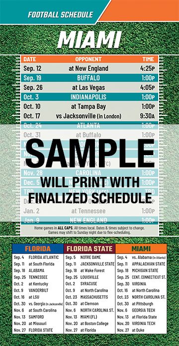 ReaMark Products: Miami Football Schedules