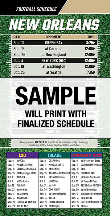 ReaMark Products: New Orleans Football Schedules