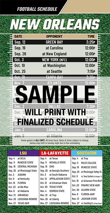 ReaMark Products: New Orleans Football Schedules