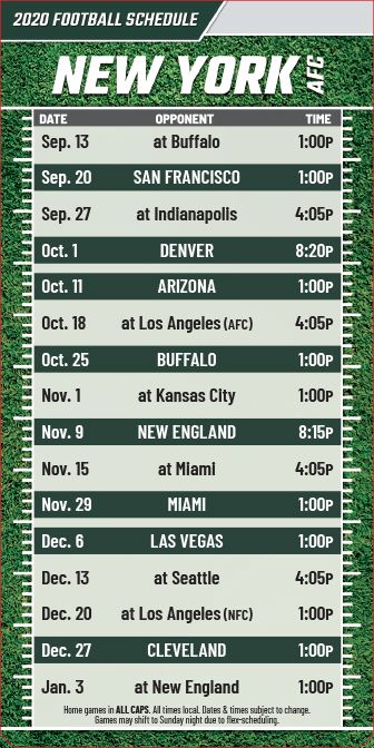 ReaMark Products: New York (AFC) Football Schedules