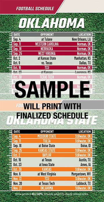 ReaMark Products: Oklahoma & Oklahoma State College Football Schedules
